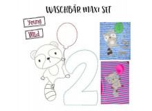 Stickserie - Waschbär Geburtstagszahlen Maxi Set